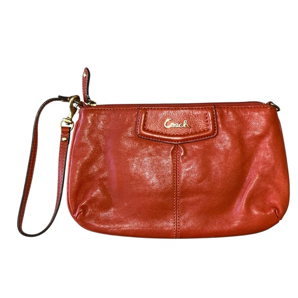 Coach Cherry Red Leather Wristlet - Picture 1 of 5